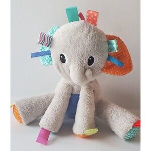 Bright Starts Taggies Elephant Plush Rattle Soft Toy 11" Baby Lovey Sensory Tags